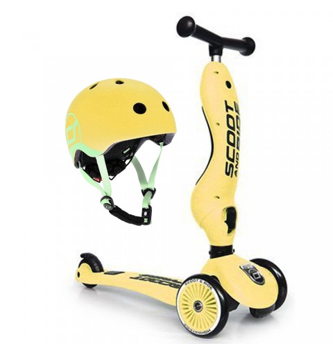 Scoot and Ride Highwaykick 1 - 2w1 Jeździk / Hulajnoga 1-5 Lat zestaw z kaskiem XXS | Lemon